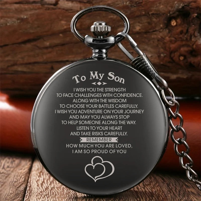 To MY SON Gifts Pocket Watch,High Quality Clock Quartz Waist Chain Pocket Watches Pendant Exquisite Masculino Relogio Best Wish
