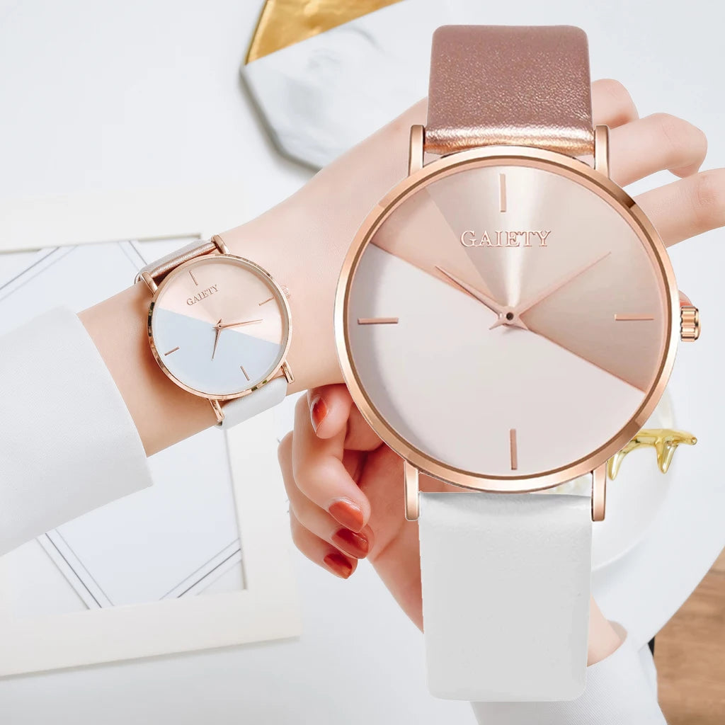 Female Women Watches Minimalist Leather Rose Gold Clock Simple Design Elegant Mix Color Wristwatch Fashion Ladies Quartz Relojes