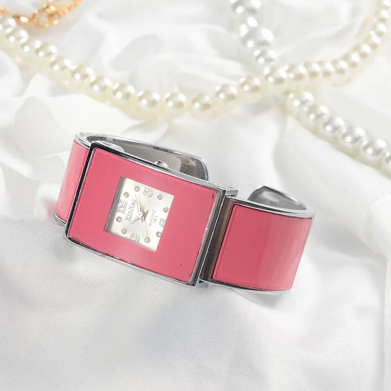 Xinhua Bracelet Women Watch Exquisite Rectangle Rhinestone Ladies Wristwatch Steel Female Clock Relogio Feminino Montre Femme
