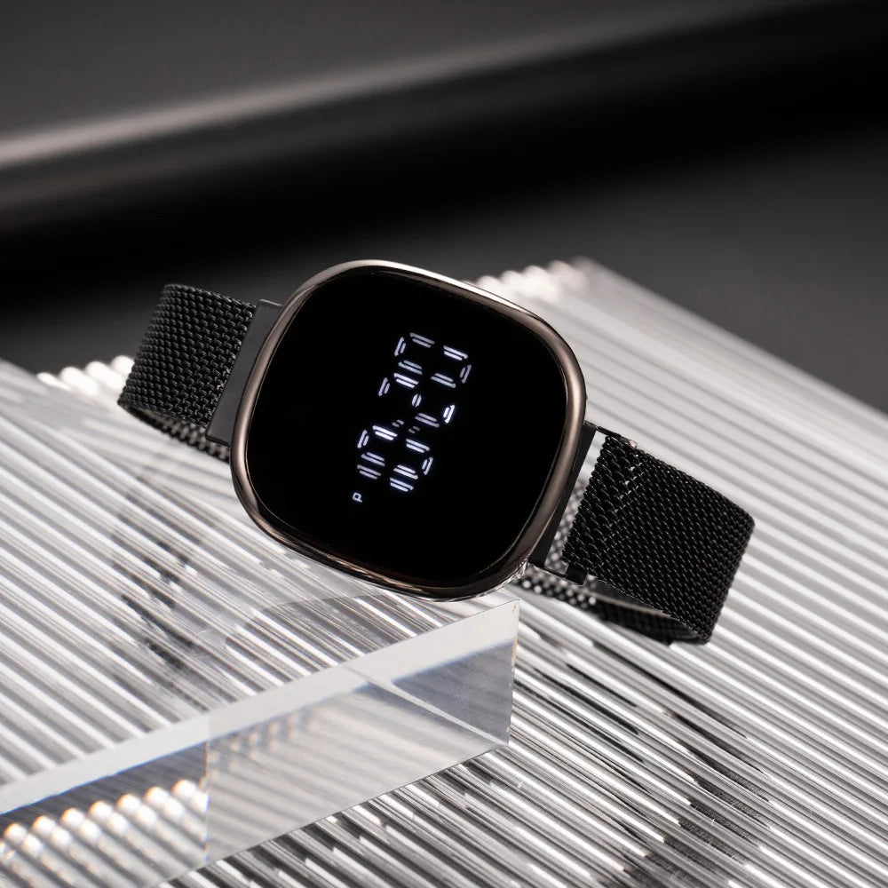 New Fashion Steel LED Digital Watch Women Kid Electronic Mesh Wristwatch Cool Students Light Clock Relogio Drop Shipping Saati