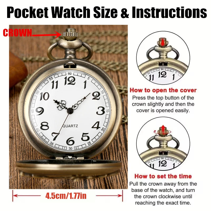 Vintage FIRE Fighter Quartz Pocket Watch Bronze Firemen Clock With Necklace Chain Men Male GIfts Exquisite Relojes