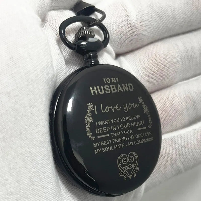 To Husband Gifts Pocket Watch "I Love You" Quartz Wasist Chain Pocket Watch Pendant Mens Exquisite Clock Masculino Relogio