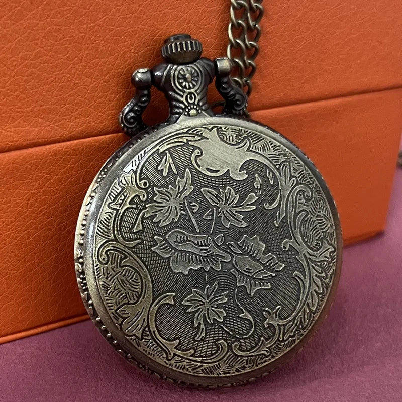 Bronze Hollow Gear Design Quartz Pocket Watch Vintage Necklace Gifts Fashion New Men Women Exquisite Retro Watches Relogios