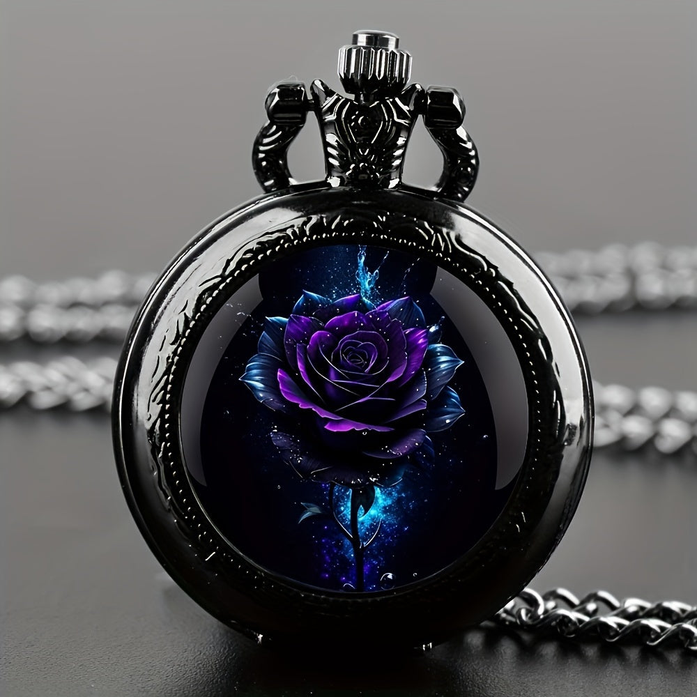 Blue rose pocket watch